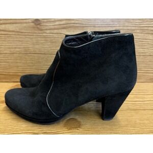 Pas de Rouge Bootie Black Suede Heels Made In Italy Sz 37 Mob Wife Boots